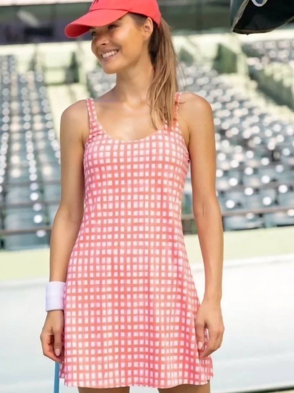 Cabana Life NWT Nantucket Active Dress Skort Pink White Gingham UPF 50+ Large